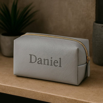 Trousse de toilette homme luxe en cuir – 3 tailles, personnalisation incluse
