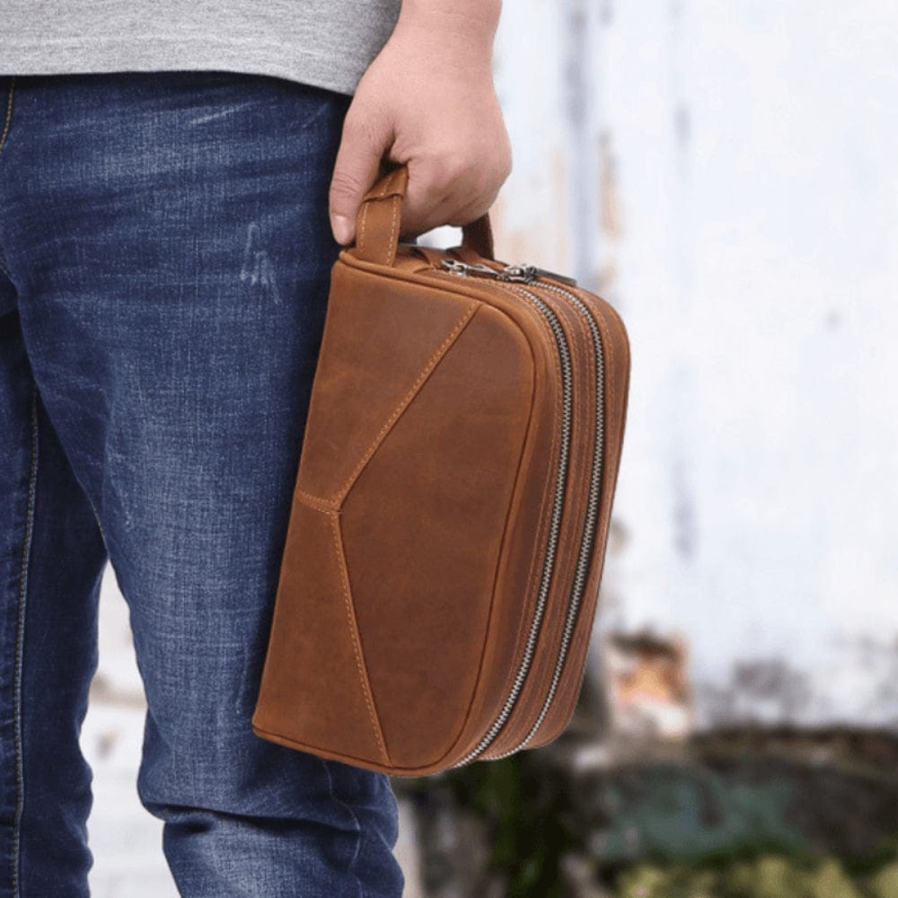 Trousse de toilette homme cuir véritable - Luxe intemporel