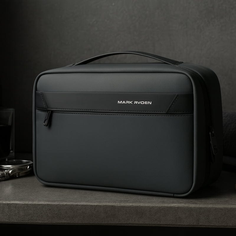 Trousse de toilette homme cuir voyage - Format compact
