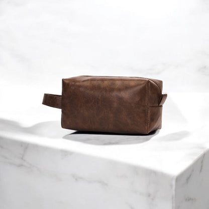 Trousse de toilette homme personnalisée cuir - Gravure prénom