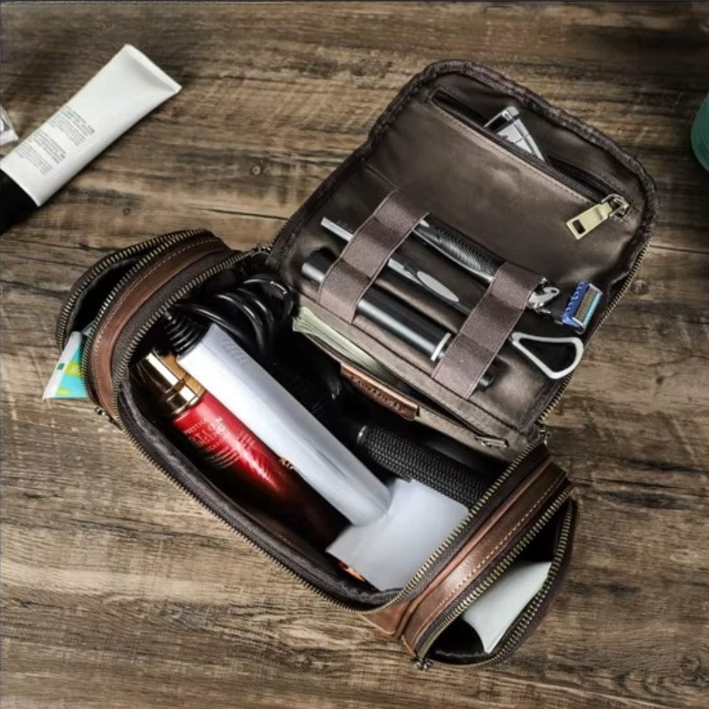 Trousse de toilette homme cuir vintage – Personnalisation gravure