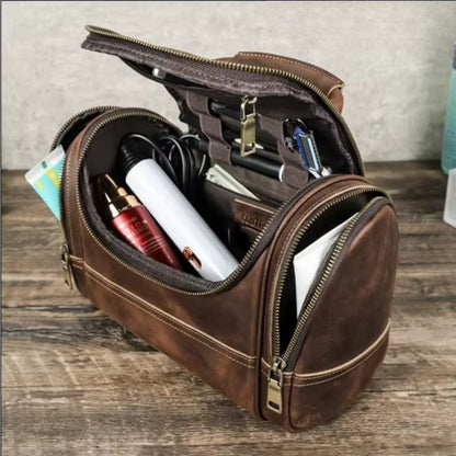 Trousse de toilette homme cuir vintage – Personnalisation gravure